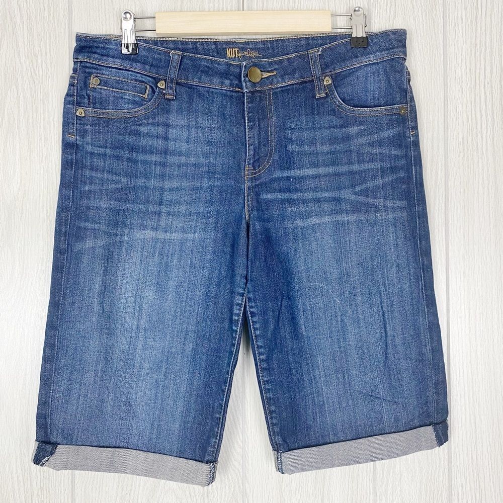 KUT From The Kloth | Medium Wash High Rise Bermuda Cuff Shorts Size 10